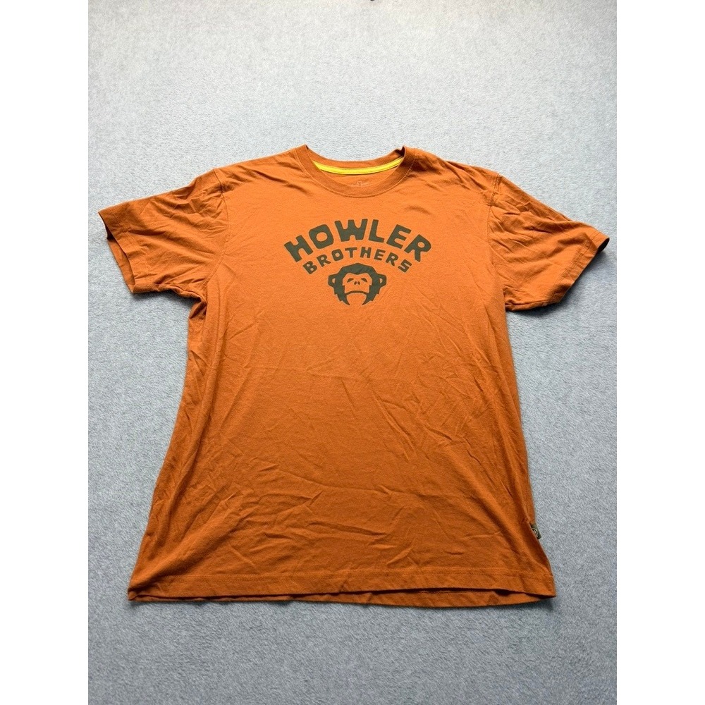 Howler Brothers Mens Graphic T-Shirt Burnt Orange Monkey Logo Large Short Sleeve